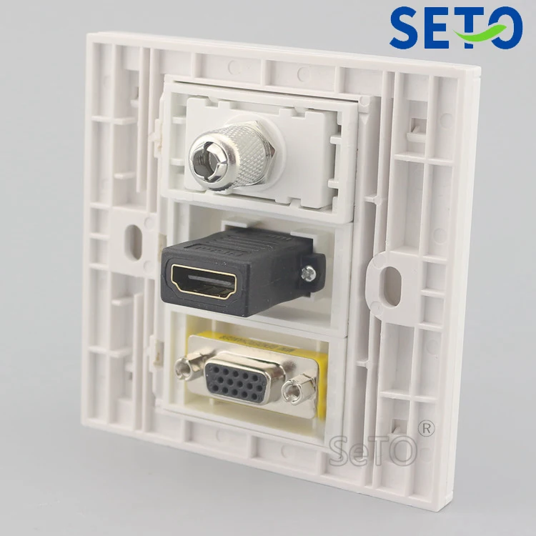 SeTo 86 Тип ТВ + HDMI VGA Разъем Панель настенная панель гнездо Keystone Лицевая
