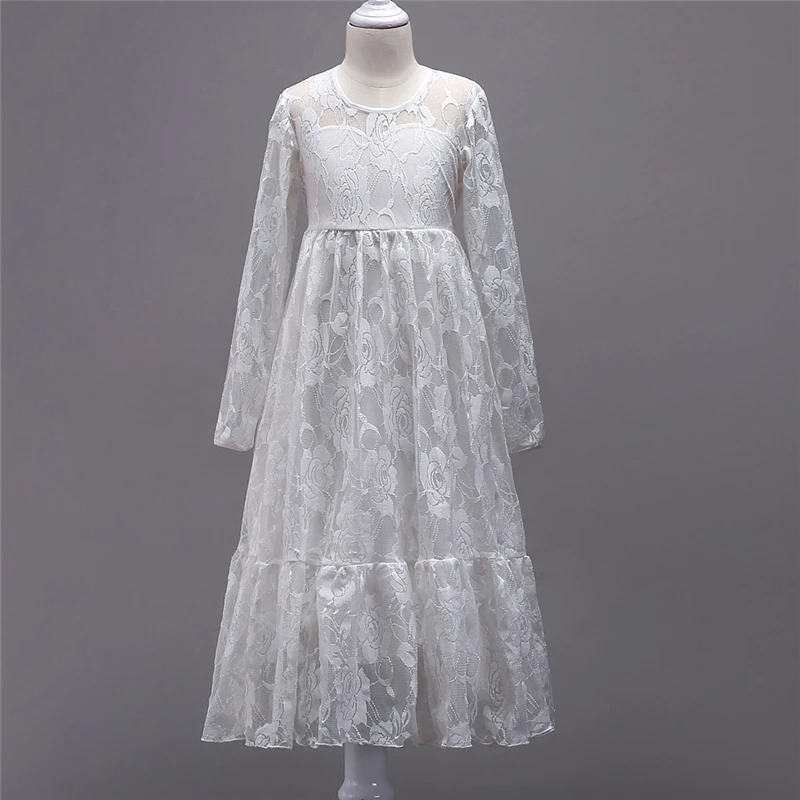 Teenage Girls Long Sleeve Lace Dress 2018 Kids Flowers Clothes Children Clothing Teenagers Young Dresses 4-16 Yrs | Детская одежда и
