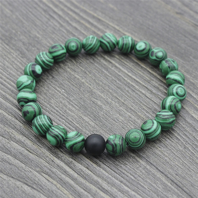 Браслет из Малахита диаметром 8 мм ювелирные изделия класса Йога чакра