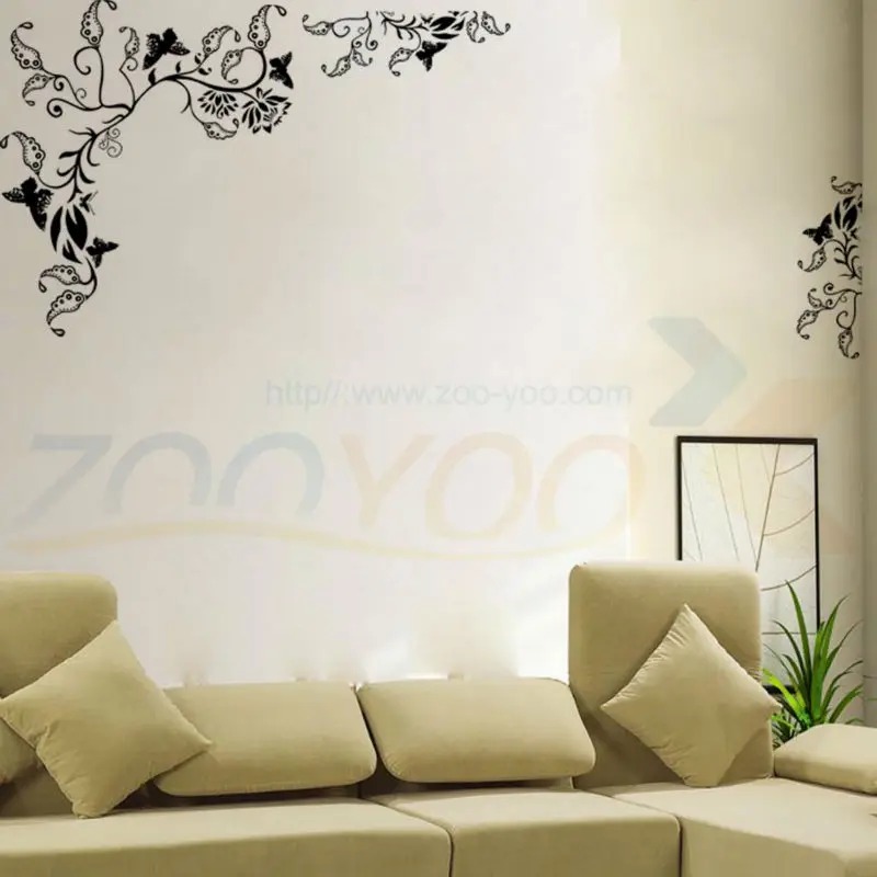 Классические черные цветы Цитата Наклейка на стену zooyoo8006 декоративные adesivo де