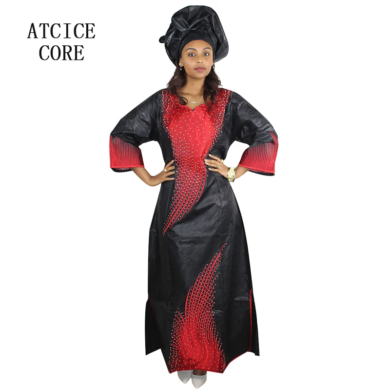Длинное платье с шарфом LA098 # вышивкой в африканском стиле|african bazin riche dresses|bazin