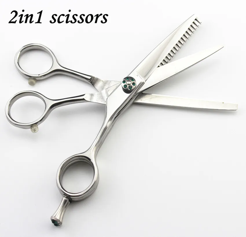 

Upscale Japan 440c 5.5 inch 2 in 1 cutting + thinning multi blade hair scissors shears hair clipper barber hairdressing scissors