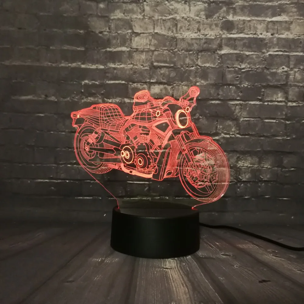 Новый 3D светодиодный Ночной светильник в виде мотоцикла человек настольная Лава