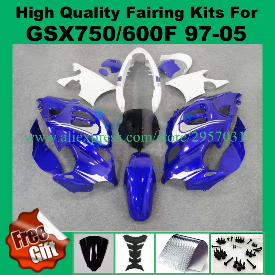

9Gifts, fairing kit for SUZUKI GSX600F GSX750F 1997 - 2005 GSX 600F 750F 97 98 99 00 01 02 03 04 05 ABS fairings blue white