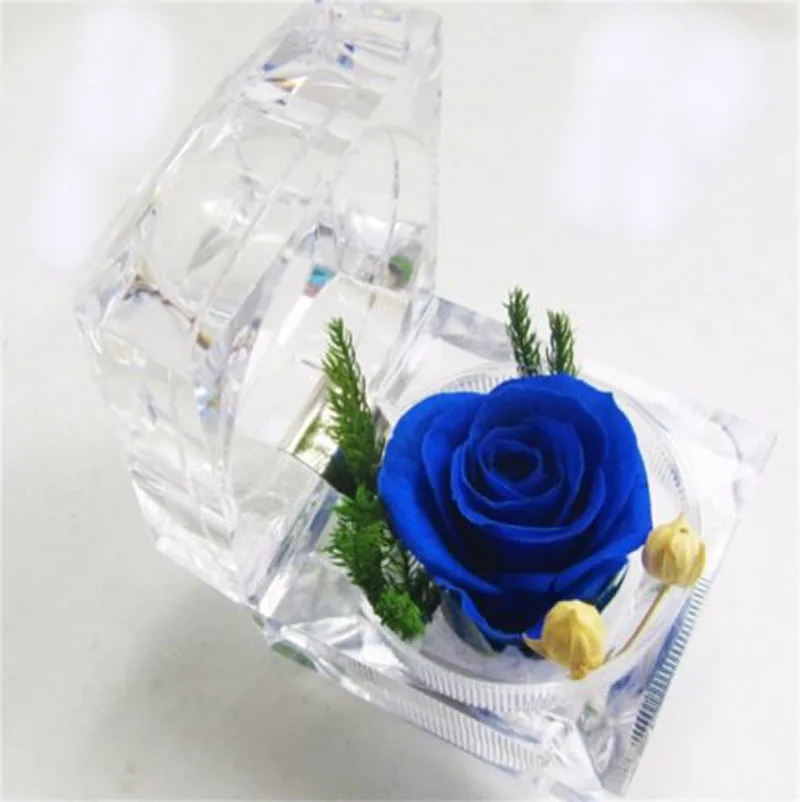 Декоративные сохраненные розы Хрустальная коробочка для кольца свадебный