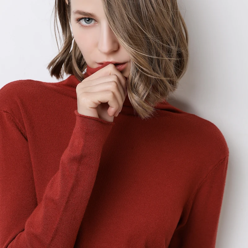 2019 New Autumn Winter Women Sweaters Fashion Turtleneck Cashmere Sweater Knitted Pullover Solid Color Tops | Женская одежда