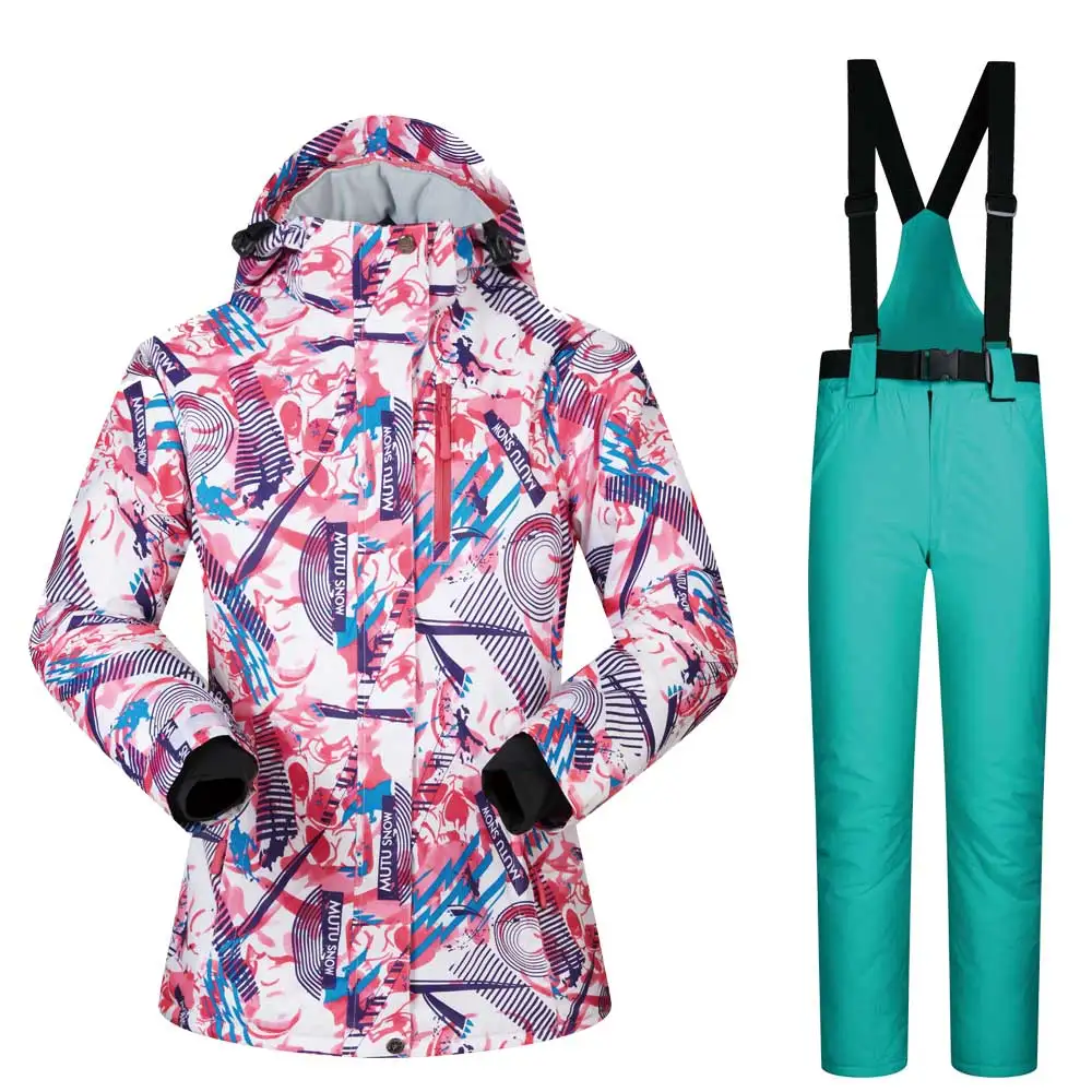 FSHY LIGHT GREEN Mutusnow утолщенный теплый лыжный костюм для мужчин и женщин зимний FemaleBreat ветрозащитный водонепроницаемый лыжный Сноубординг куртка брюки костюм - Цвет: FSHY LIGHT GREEN