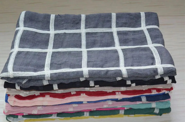 Новинка весны женские клетчатые вышитые 2015 хлопковые шарфы шали и хиджаб шарф с