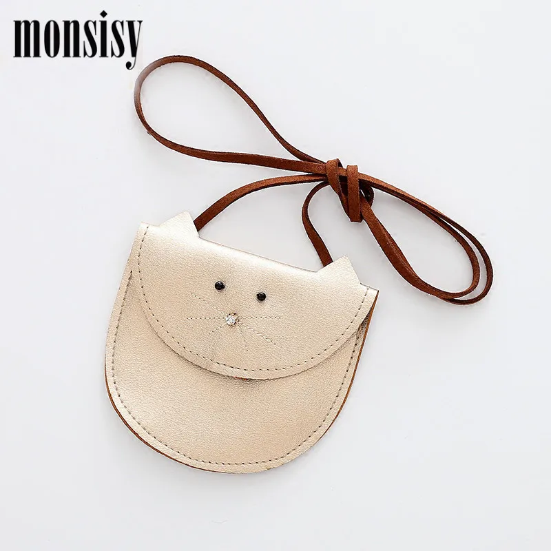 Monsisy/Кошелек для монет для девочек, Детский кошелек, маленький кошелек для мелочи, Детская сумка, сумочка для монет, кошки, лисы, медведя, пингвина, мыши, овцы, Детская сумочка - Цвет: small gold cat