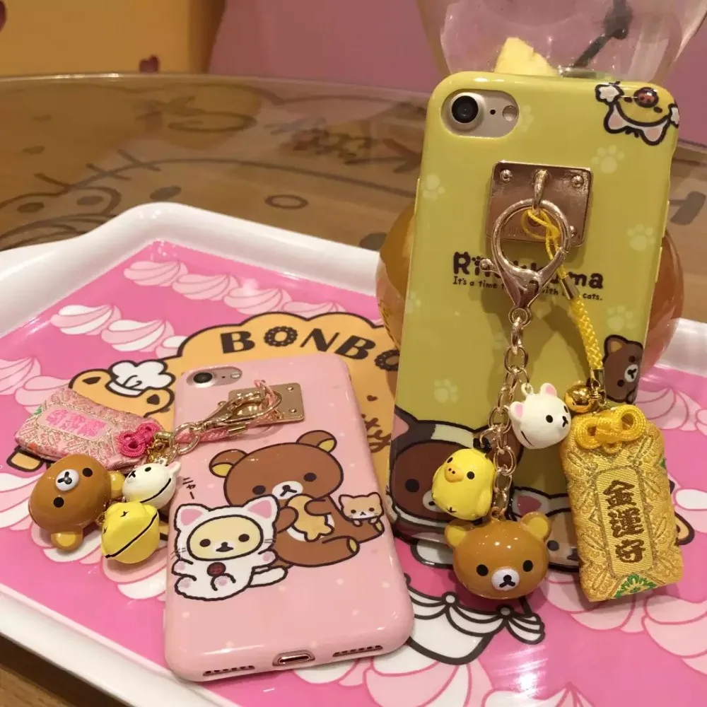 Чехол Rilakkuma для iPhone 7 7plus 6 6s 6plus 8 8plus IMD чехол с подвеской в виде колокольчика сумка