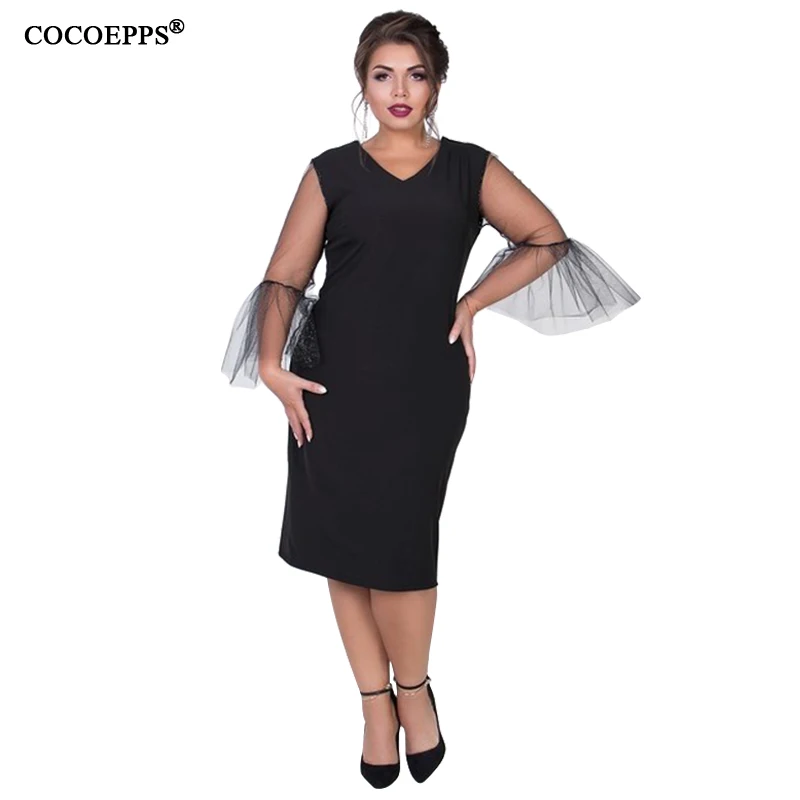 Женское платье футляр COCOEPPS вечернее большого размера 5XL 6XL 2019|vestidos plus|long sleeve bodycon