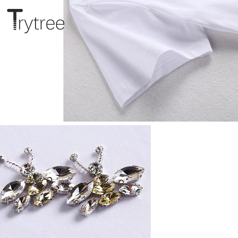 Trytree Летняя Повседневная Женская Однотонная футболка женский Топ хлопок