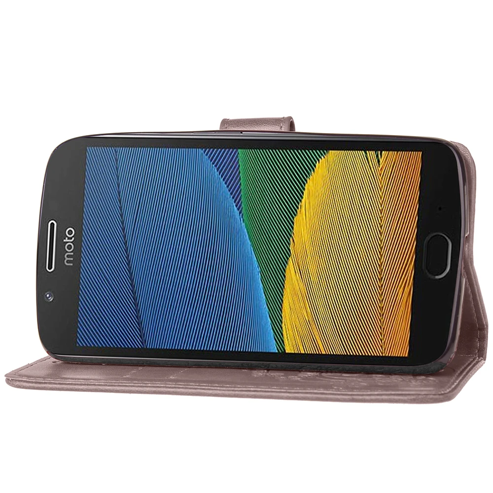 Для Moto g5 случае 3D тиснением цветок из искусственной кожи кошелек силиконовый