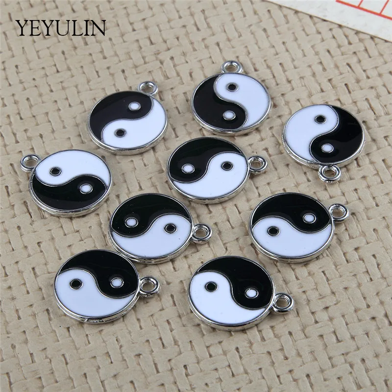Женский и мужской модный эмалевый кулон в виде сплетен Taji Yin Yang ожерелье 10 шт. 18