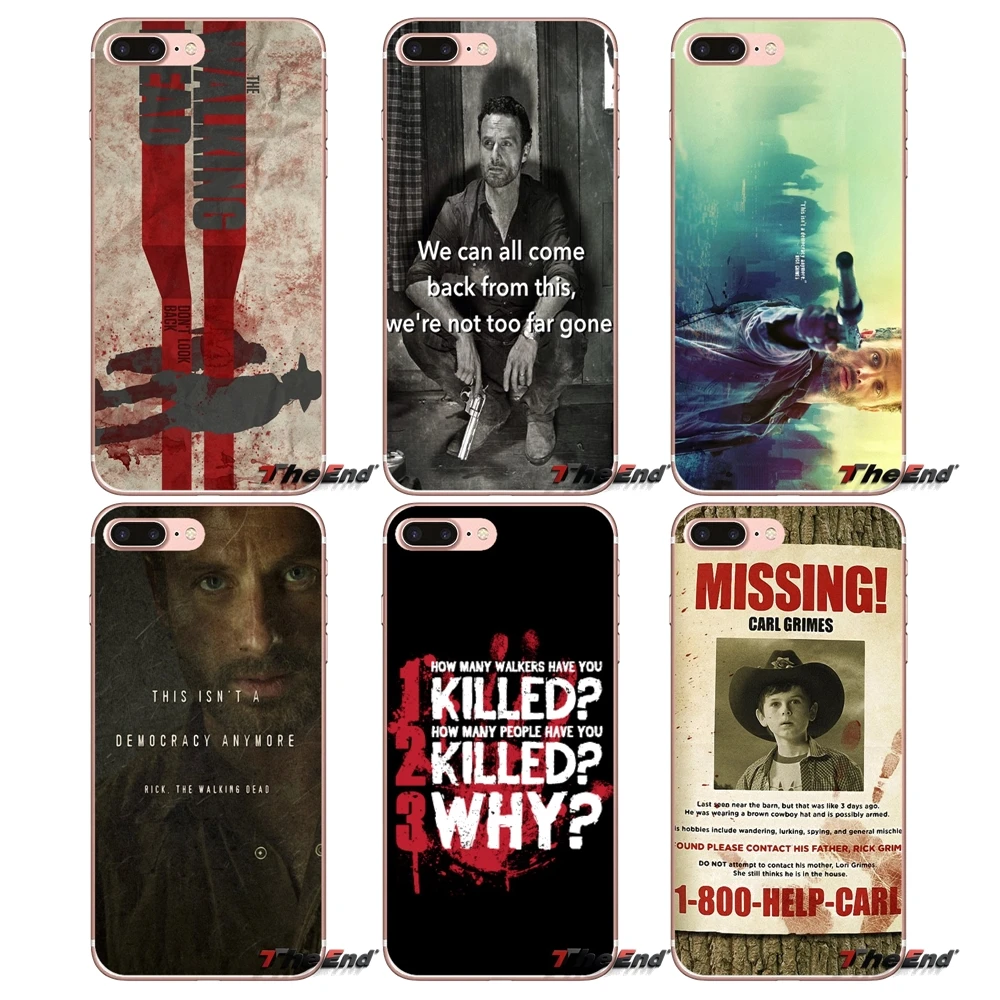 Мягкий ТПУ чехол для iPhone X 4 4S 5 5S 5C SE 6 6S 7 8 Plus Samsung Galaxy J1 J3 J5 J7 A3 A5 2016 2017 Walking Dead Rick Quotes|tpu