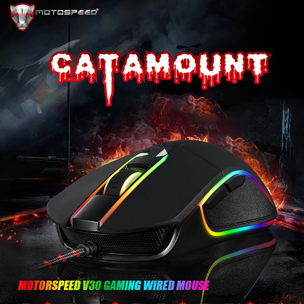 Motospeed V30 USB 3 0 Проводная оптическая игровая мышь с подсветкой 6 кнопок 3500 точек/дюйм