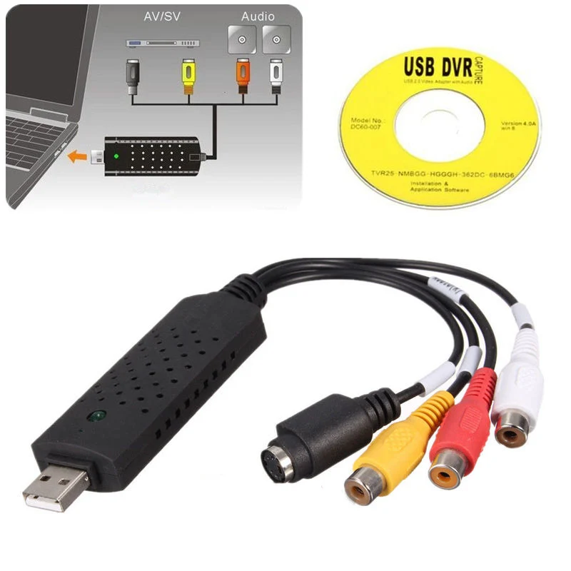 נייד קל כובע USB 2.0 וידאו אודיו ממיר כרטיס לכידת DVD VHS DVR תמיכת NTSC PAL וידאו באיכות גבוהה