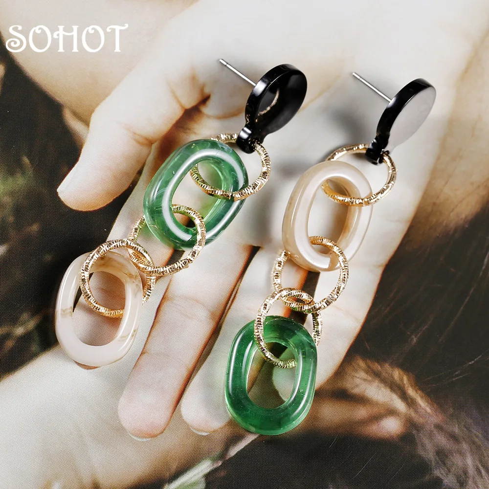 Женские акриловые серьги SOHOT креативные длинные серьги-подвески из ацетатного