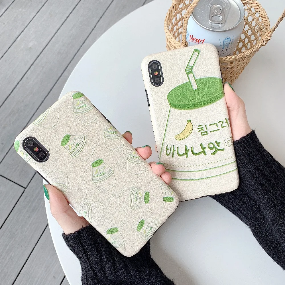 ORYKSZ Cute Banana Milk Soft Phone Case For iPhone X XS XR 6 6S 7 8 Plus MAX Cases Fashion Matte Silicon TPU Cover |