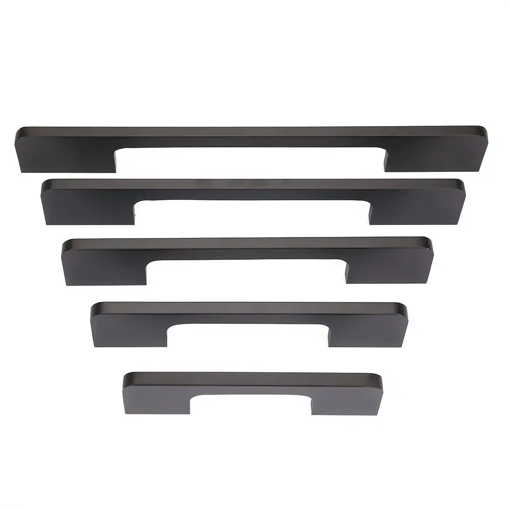 Современные ручки ящика шкафа из алюминиевого сплава для двери черные входных