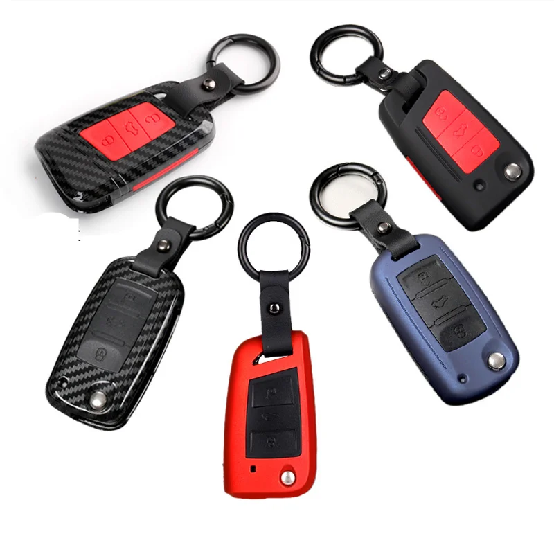 Fashion ABS+Silica gel Carbon fiber Car Remote Key Case Cover For VW Passat B8 MK7 Skoda Superb A7 Seat