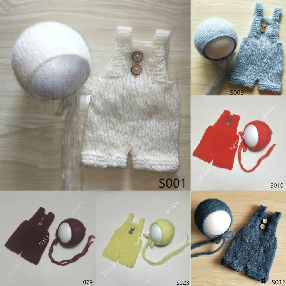 

Newborn photography props, mohair hat + pants