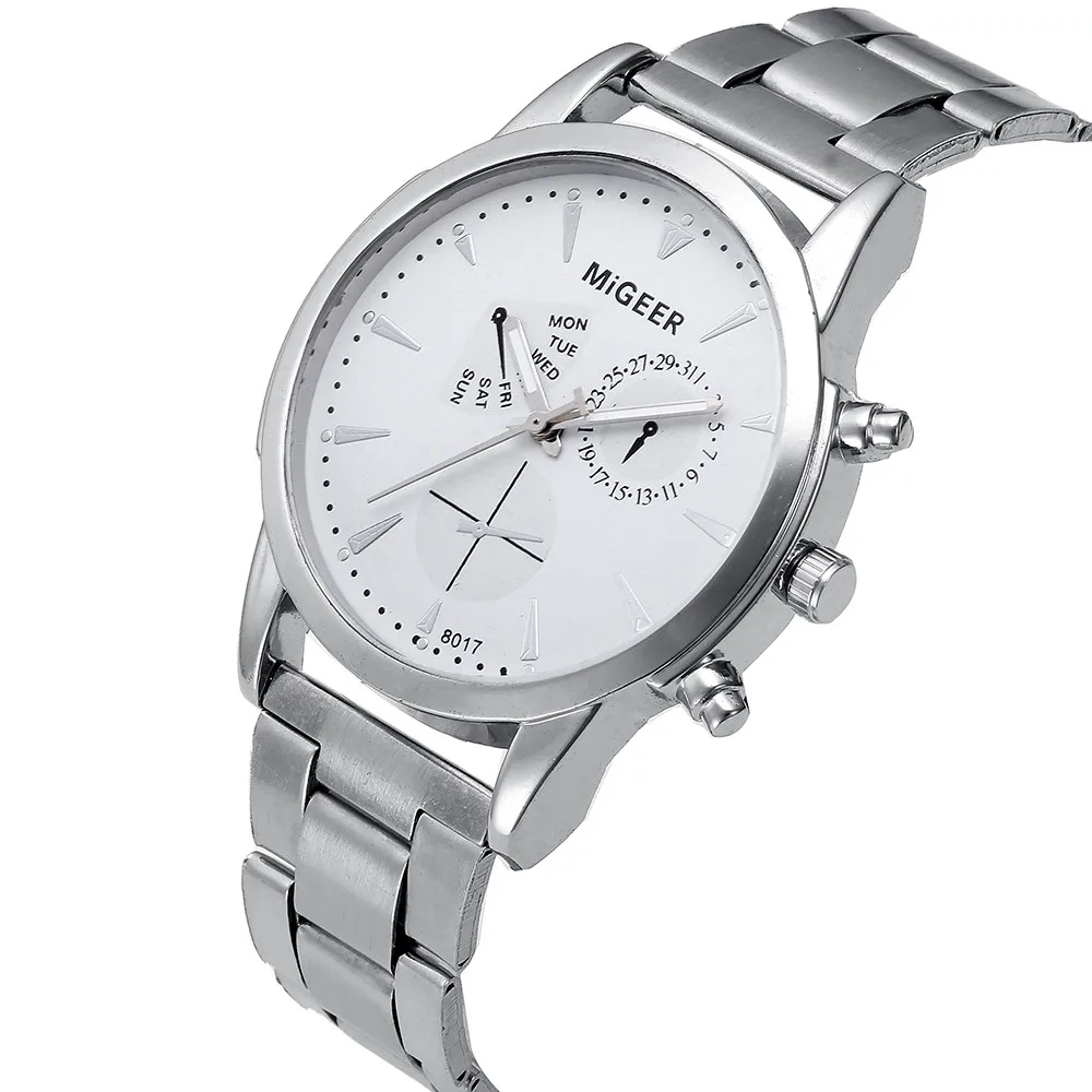 Мужские Аналоговые кварцевые часы с кристаллами из нержавеющей стали модный