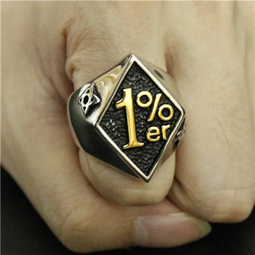 Мужское кольцо из нержавеющей стали 316L модное для байкера 1% er цвет золото |