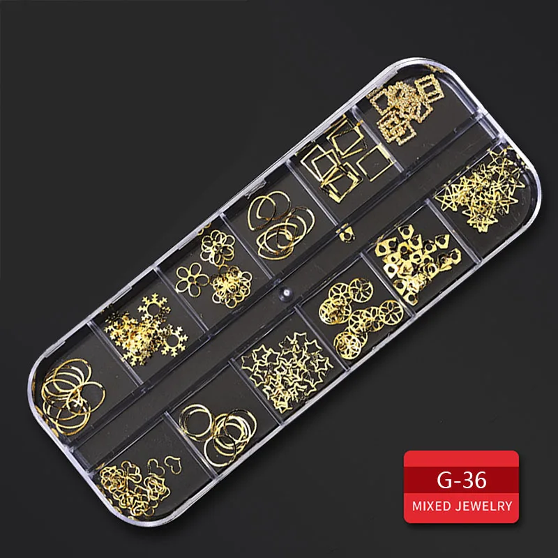 G-036 ROHWXY 12 Сетки сплав для дизайна ногтей кристалл 3D DIY Дизайн ногтей Стразы камень для ногтей Акриловые Алмазные сверла украшения для ногтей Шарм драгоценные камни - Цвет: G-036
