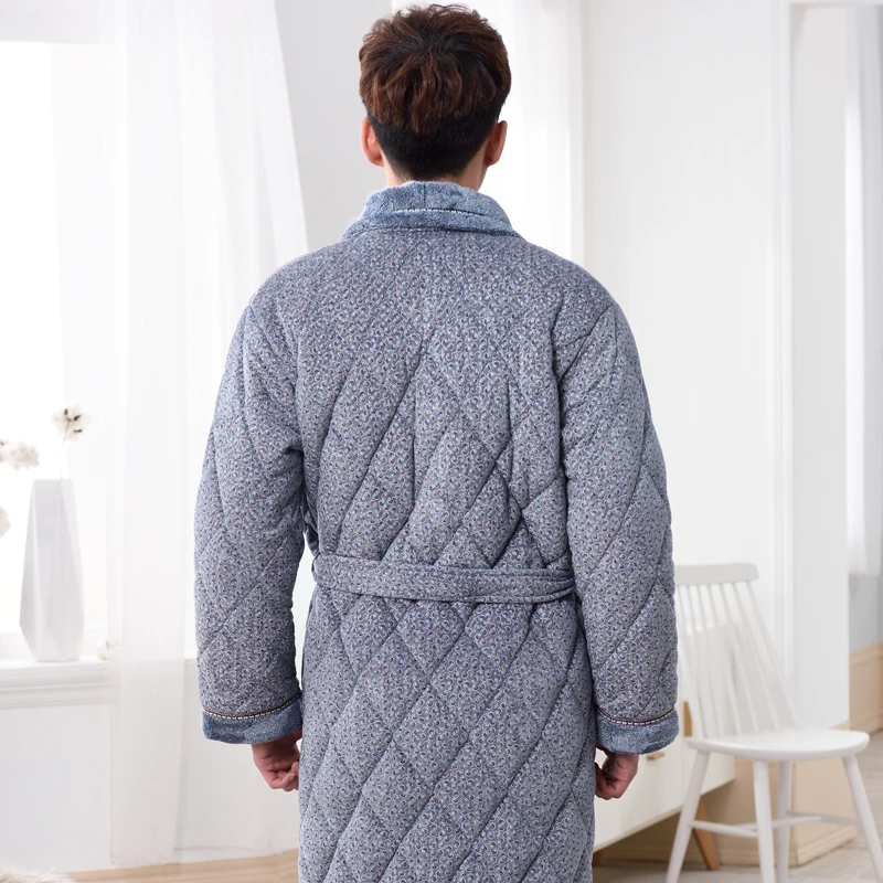 Зимние трехслойные стеганые банные мужские халаты халат для ванной мужской