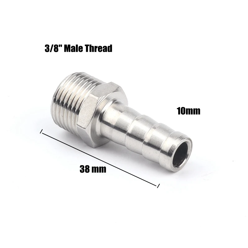 3l8 Male-10mm 1/" 3/8" 1/" резьба 8 мм 10 мм нержавеющая сталь соединительный элемент в форме пагоды орошение водяной шланг соединитель газовые мягкие трубки адаптеры - Цвет: 3l8 Male-10mm