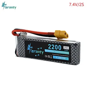 Аккумулятор LiPo 2S, 7,4 В, 2200 мА  ч, 25-35C, штекер XT60TJSTEC3, 7,4 В, перезаряжаемый, для радиоуправляемого автомобиля, самолета, вертолета