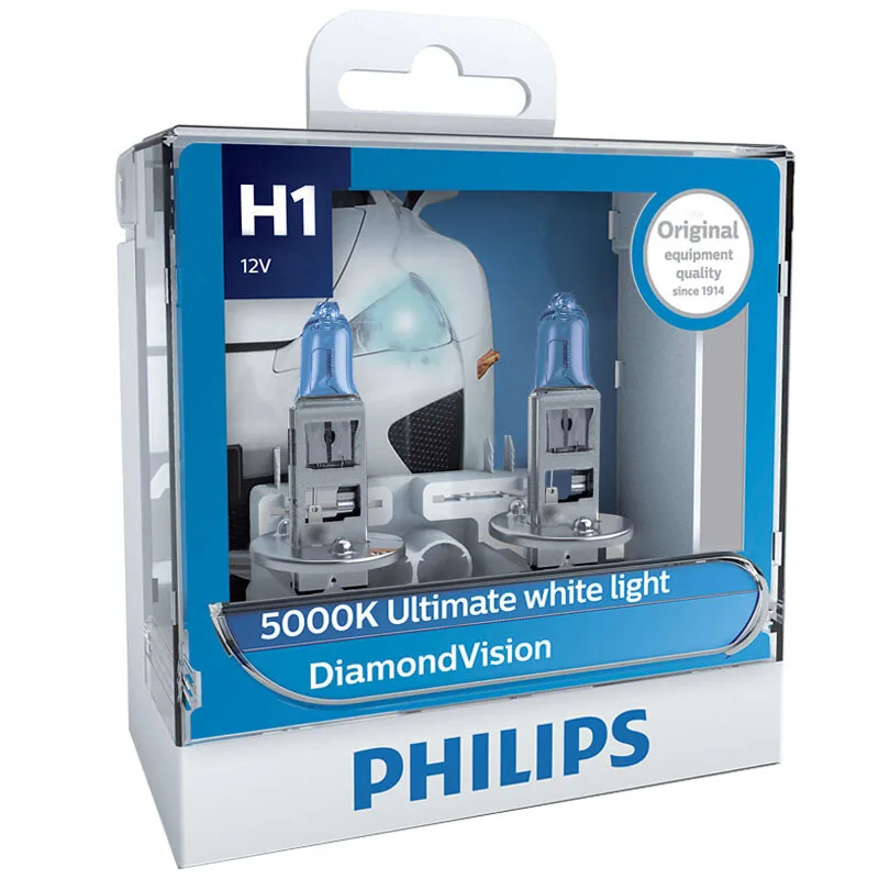 2X Philips H1 H4 H7 H8 H11 HB2 HB3 HB4 9003 9005 9006 12V Diamond Vision 5000K супер белый галогенные лампы авто фары противотуманные лампы