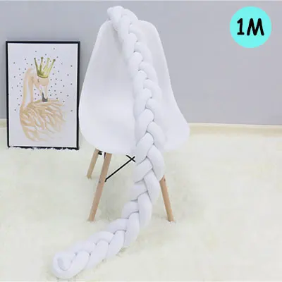 White-1M Новинка! 1 м/2 м/3 м кровать для новорожденных бампер длинный Узелок Детская кровать Декор чистый ткачество плюшевый узел кроватка бампер протектор для детской комнаты декор - Цвет: White-1M