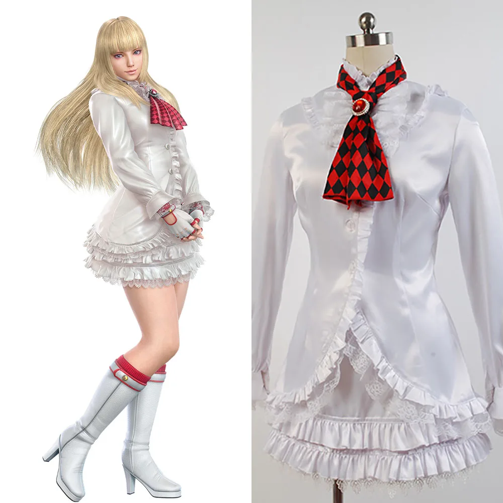 Игровой костюм для косплея LILI белое платье галстук перчатки полный комплект