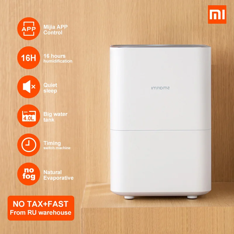 White humidifier Увлажнитель воздуха Xiaomi Smartmi с чистым испарением, без смога, без тумана, ароматический масляный диффузор, бесшумный увлажнитель, управление с помощью приложения - Цвет: White humidifier