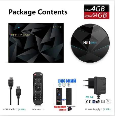 ТВ приставка Android 9,0 HK1 MINI Plus 2g 16g 4g 32g 4g 64g Rockchip RK3318 поддерживает bluetooth 2,4g и 5g wifi usb3.0 100m lan vs hk1 min - Цвет: 4G 64G MX3