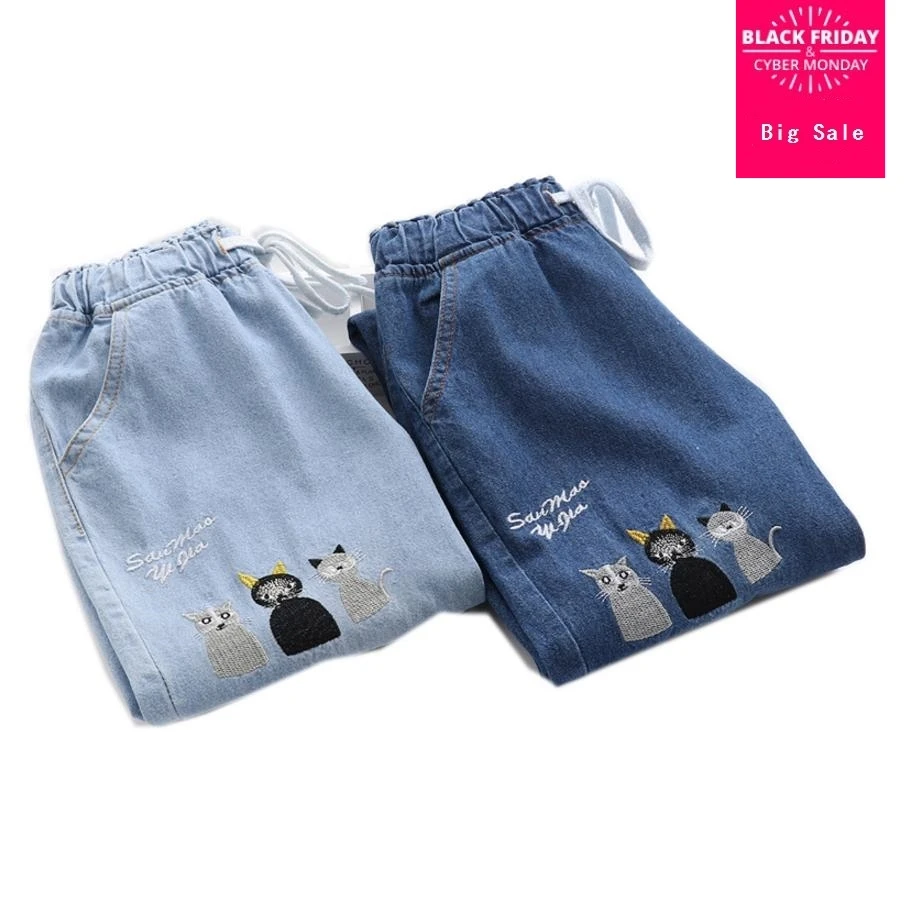 Женские джинсы в японском стиле винтажные Прямые хлопковые с вышивкой мори для