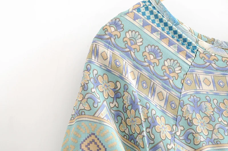 BOHO женское бирюзовое аметистовое летнее платье с v-образным вырезом и эластичной талией, цыганское длинное платье, праздничное шикарное женское вечернее платье