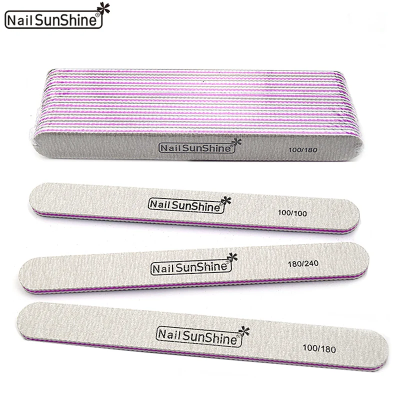 10pcs/lot High Quality Nail File Sandpaper 100/180/240 Nail Sunshine Washable Double-Side Emery Board Nail Buffering Lime Files