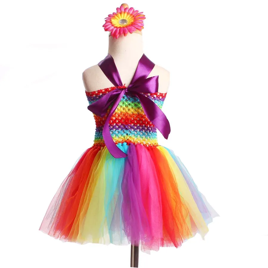Ksummeree Rainbow Bright Fun Fluffy Tutu Dress Girls Summer Baby Birthday Party Halloween Christmas Costume TS126 | Детская одежда и