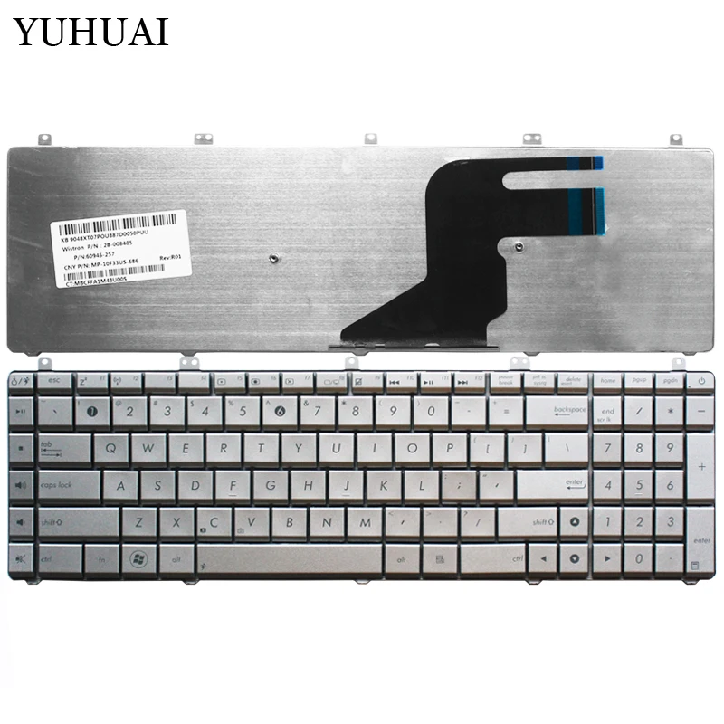 

US New laptop Keyboard For ASUS N55 N57 N55S N55SF N55SL English silver keyboard