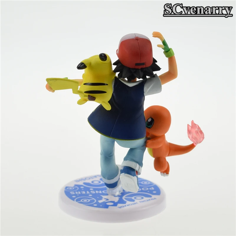 Аниме Ash Ketchum Charmander Pikachu Satoshi &amp Hitokage ПВХ фигурка модель рождественские подарки для