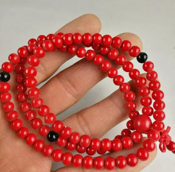 

Китайский красный коралловый браслет, регулируемый эластичный браслет, ожерелье