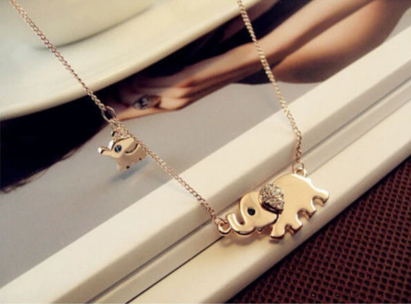 Очаровательное милое ожерелье с подвеской в виде слона из хрусталя семейная