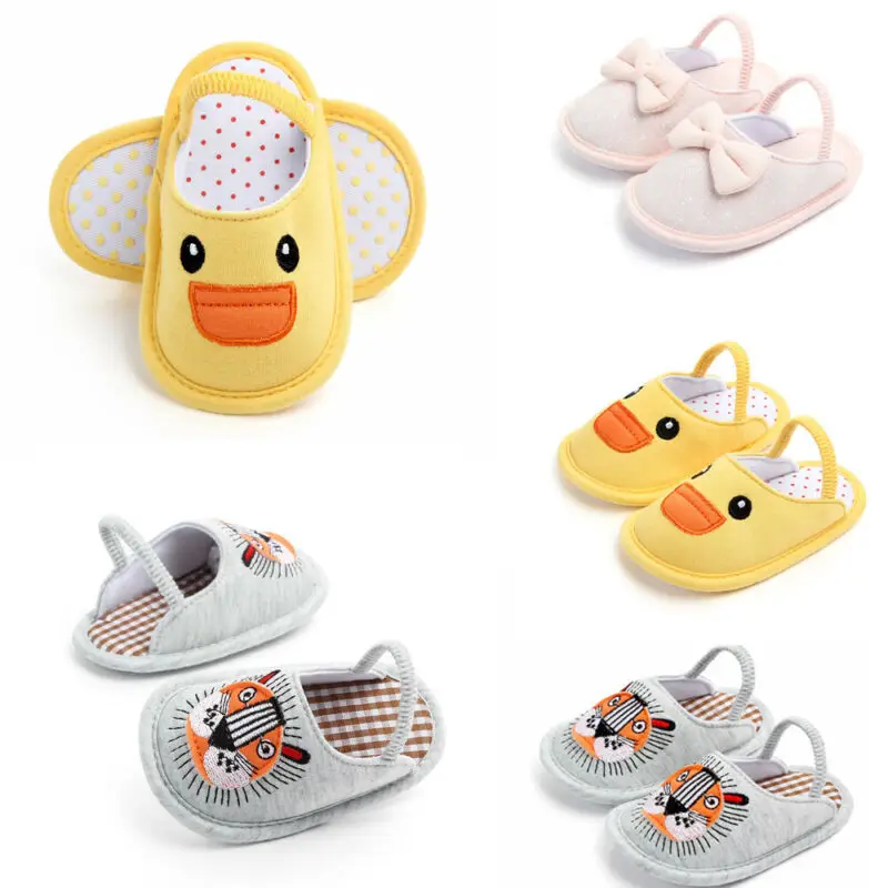 Милые хлопковые тапочки для новорожденных с животным узором маленьких мальчиков