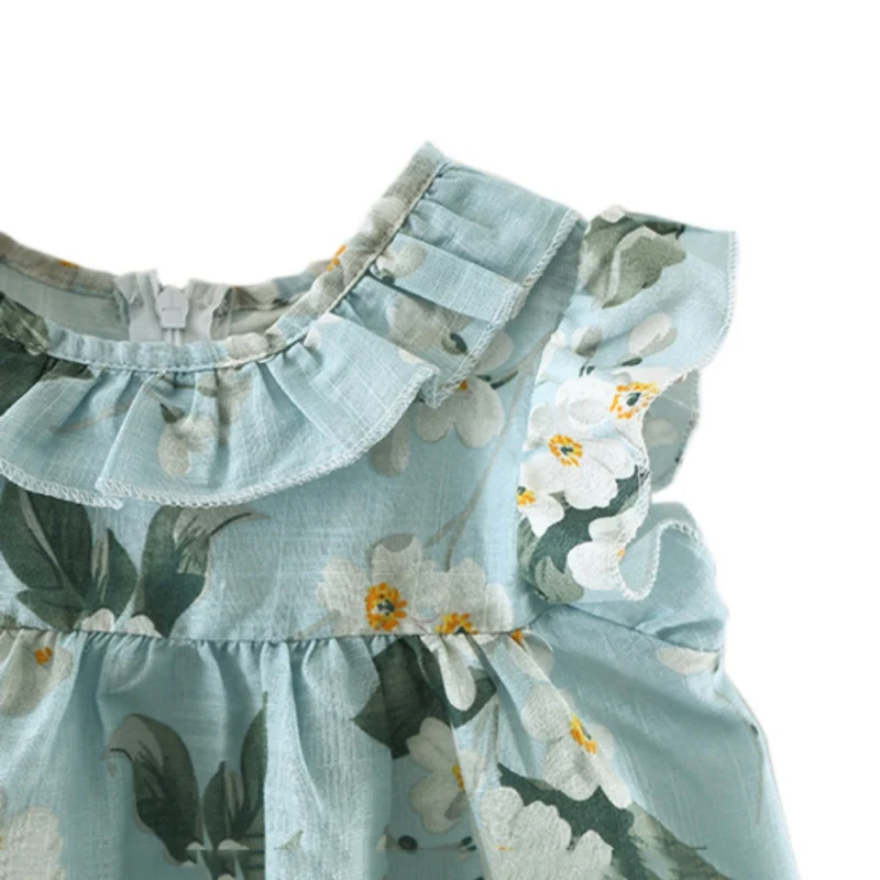 

Baby Girls Dress Cotton Linen Beautiful Flowers for Kid Girl Dresses Summer Casual Floral Princess Dress