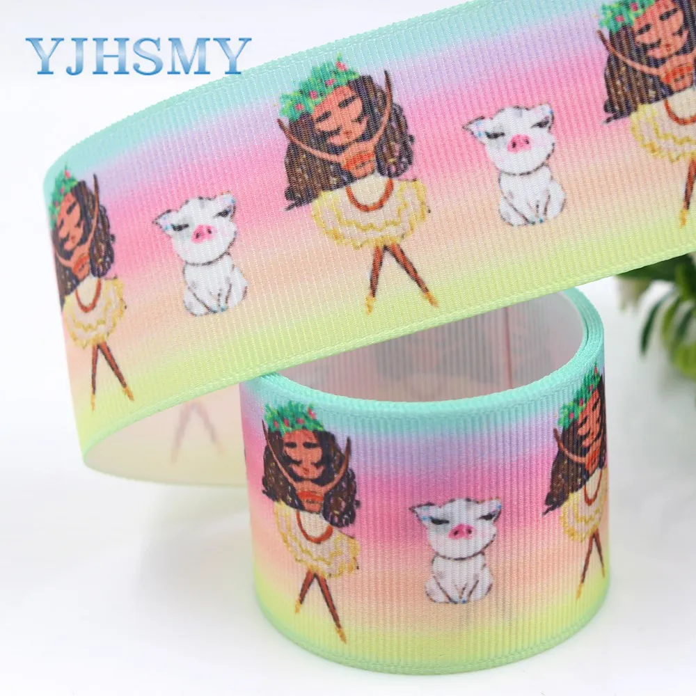 YJHSMY ленты 38 мм 5 ярдов мультфильм термопечать grosgrain лук кепка DIY аксессуары