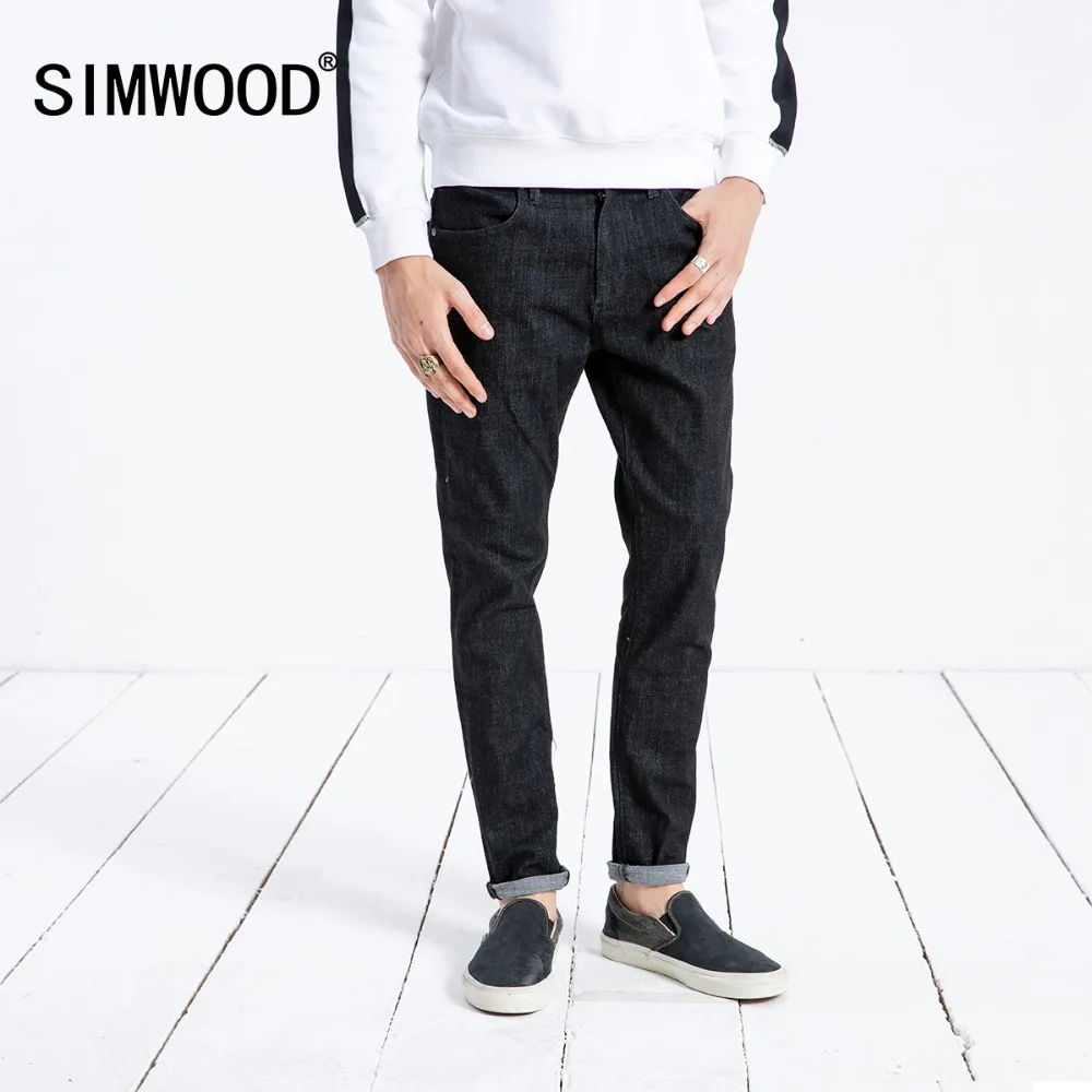 SIMWOOD Новый 2019 зима Для мужчин джинсы модные рваные Slim Fit Модные Джинсовые брюки