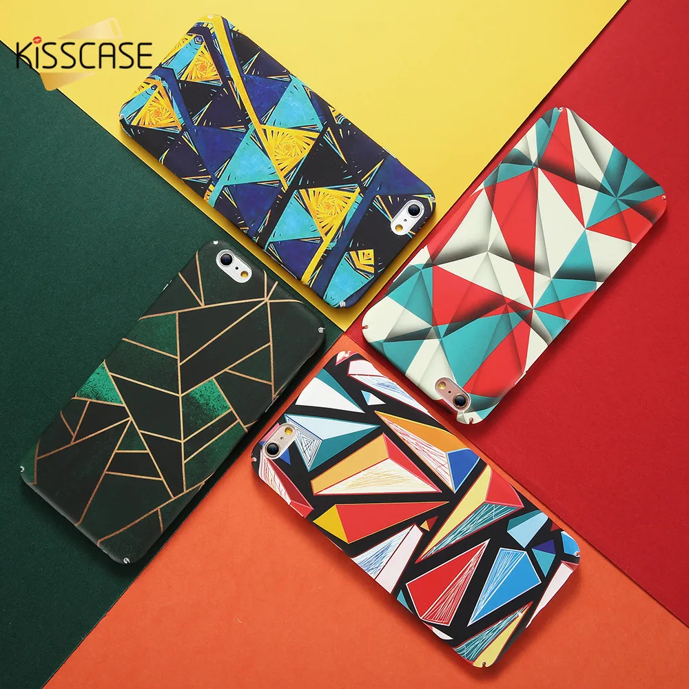 Kisscase Мода Геометрия рисунком Телефон чехол case для iPhone 6 6S 7 8 Plus большие красочные